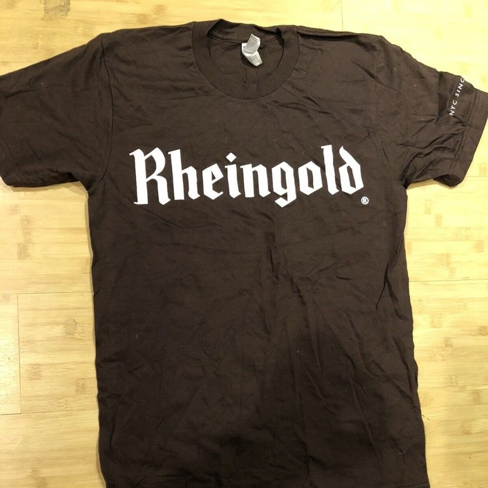 NEW! Retro Vintage Rheingold Beer Classic NY Brown T-Shirt Men’s Small